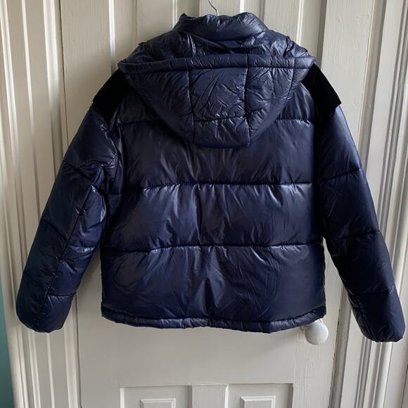 Orso Levi Shiny Colorblock Hooded Puffer Jacket - Picture 8 of 8